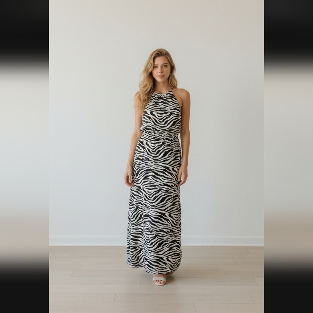 Calvin Klein Monochrome Zebra Print Dress